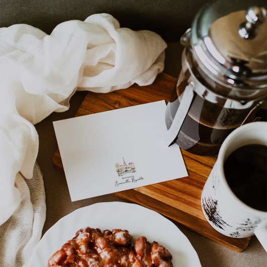 Bonjour Personalized Parisian Watercolor Mitteilungskarte