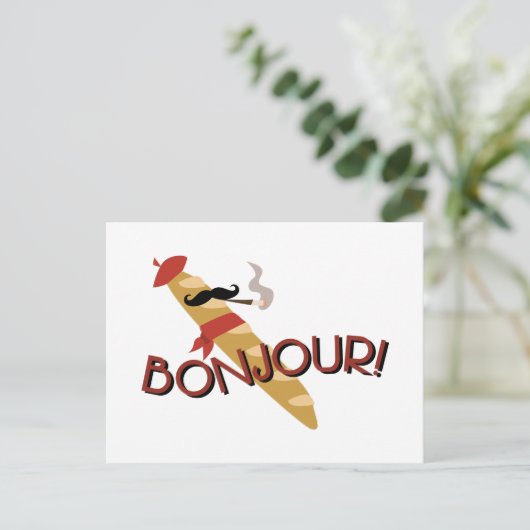 Bonjour! Postkarte (Stehend Vorderseite)