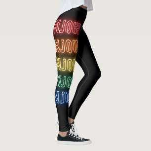 Bonjour Pride Neon Style Regenbogen Schwarz Leggings