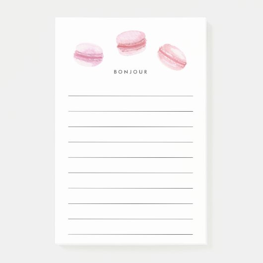 Bonjour | Rosa Macarons Post-it Klebezettel (Vorderseite)