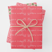 Bonjour Rose Rot und Rosa Geschenkpapier Set (Beispiel)