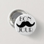 BONJOUR Schnurrbart Button (Vorne & Hinten)