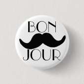 BONJOUR Schnurrbart Button (Vorderseite)
