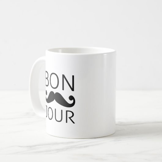 Bonjour Schnurrbart Kaffeetasse (Vorderseite Links)