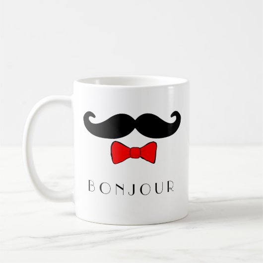Bonjour Schnurrbart und rotes Bowtie Kaffeetasse (Links)