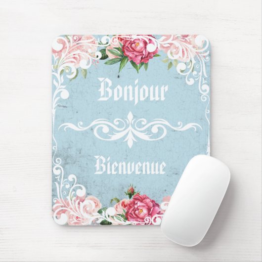 Bonjour Schöne romantische Kunstwerke, Blume Mousepad (Mit Mouse)
