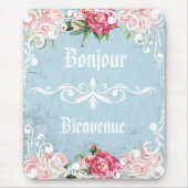 Bonjour Schöne romantische Kunstwerke, Blume Mousepad (Vorne)