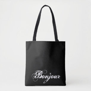 Bonjour schwarze Taschen-Tasche Tasche