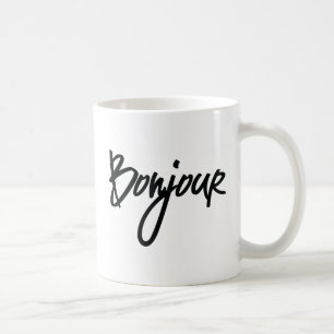 Bonjour Script (schwarz) für Liebhaber des franz Kaffeetasse