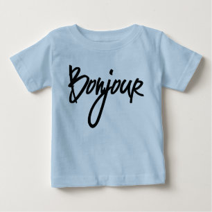 Bonjour Script (Schwarz) für Liebhaber von Frankre Baby T-shirt