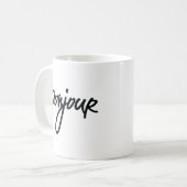Bonjour Script (Schwarz) für Liebhaber von Frankre Kaffeetasse (Vorderseite Links)