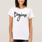 Bonjour-Script (Schwarzes Dekorativ) T-Shirt (Vorderseite)