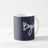 Bonjour Script (Weiß) für Liebhaber von Frankreich Kaffeetasse (VorderseiteRechts)
