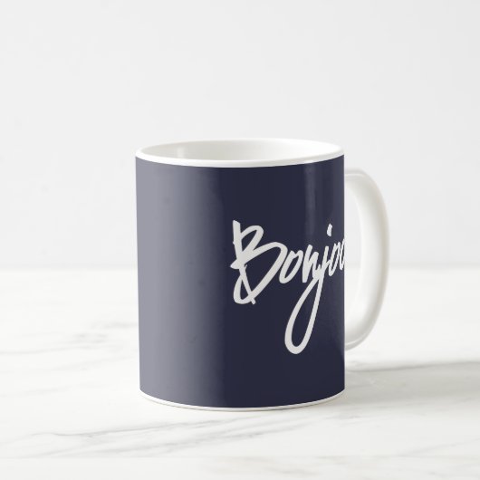 Bonjour Script (Weiß) für Liebhaber von Frankreich Kaffeetasse (VorderseiteRechts)