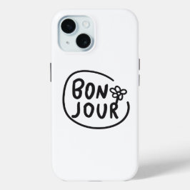 Bonjour Simple Modern Floral French Gruß Case-Mate iPhone Hülle