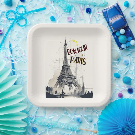 Bonjour Skyline Marathon Paris Pappteller (Party)