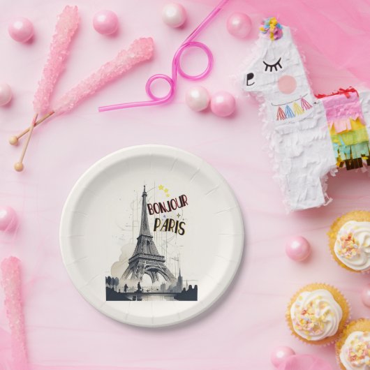 Bonjour Skyline Marathon Paris Pappteller (Party)