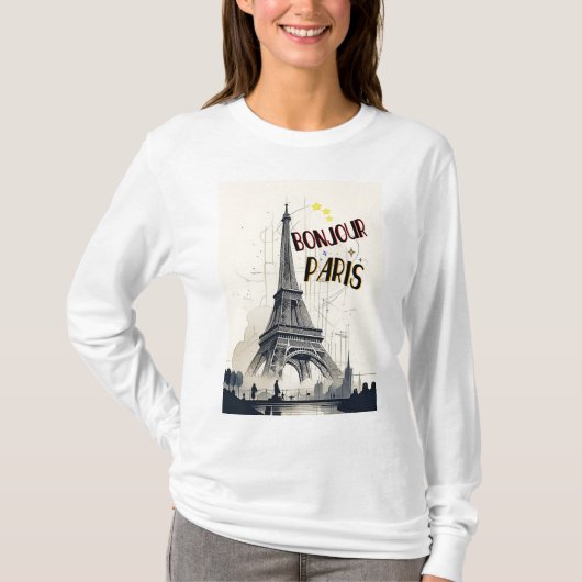 Bonjour Skyline Marathon Paris T-Shirt (Vorderseite)