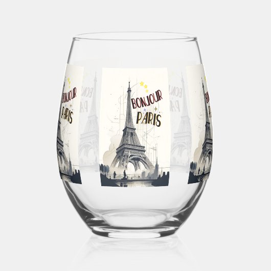 Bonjour Skyline Marathon Paris Weinglas Ohne Stiel (Links)
