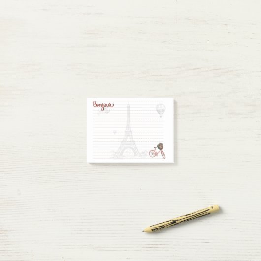 Bonjour "Things I Liebe about Paris" Post-it Note Klebezettel (Auf Schreibtisch)