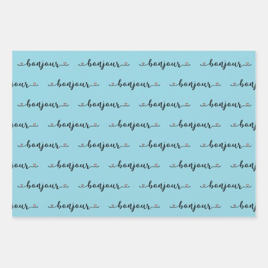 Bonjour Tiled Design Geschenkpapier Set (Vorderseite 3)