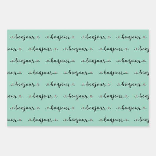 Bonjour Tiled Design Geschenkpapier Set (Vorderseite)