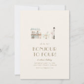 Bonjour - Vier französische Pariser Geburtstagspar Einladung (Vorderseite)