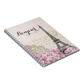 Bonjour Vintag Eiffelturm Collage mit Blume Notizblock (Rechte Seite)
