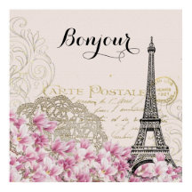 Bonjour Vintage Eiffelturm Collage