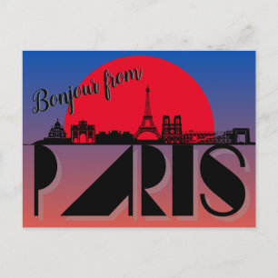 Bonjour von Paris Modern Postkarte