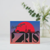 Bonjour von Paris Modern Postkarte (Stehend Vorderseite)
