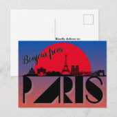Bonjour von Paris Modern Postkarte (Vorne/Hinten)