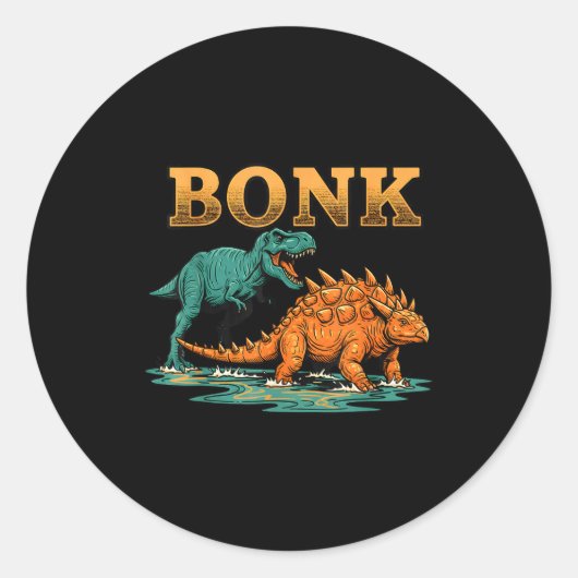 Bonk Dinosaur Funny Prehistoric Humor Design Runder Aufkleber (Vorderseite)