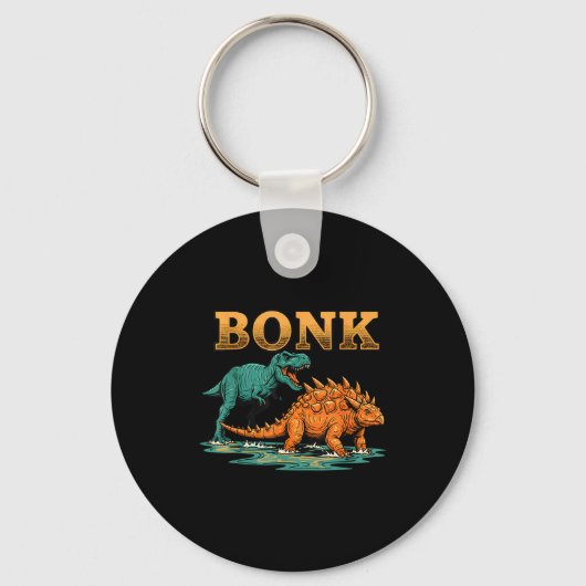 Bonk Dinosaur Funny Prehistoric Humor Design Schlüsselanhänger (Vorderseite)