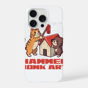 Bonk Hammer Katze Lustiges Meme Retro Süße Kunst iPhone 15 Pro Hülle