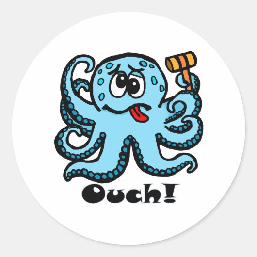 Bonk Octopus, ouch Runder Aufkleber (Vorderseite)
