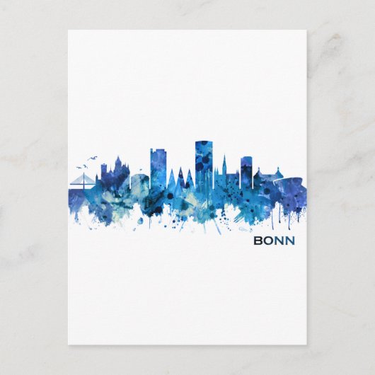 Bonn Germany Skyline Blue Feiertagspostkarte (Vorderseite)