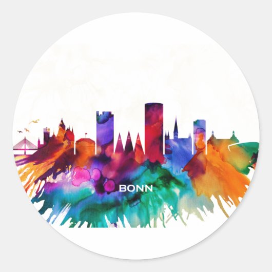 Bonn Skyline Runder Aufkleber (Vorderseite)
