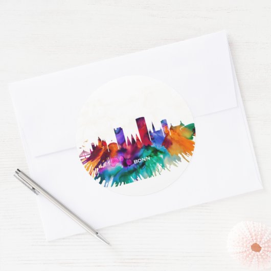 Bonn Skyline Runder Aufkleber (Umschlag)