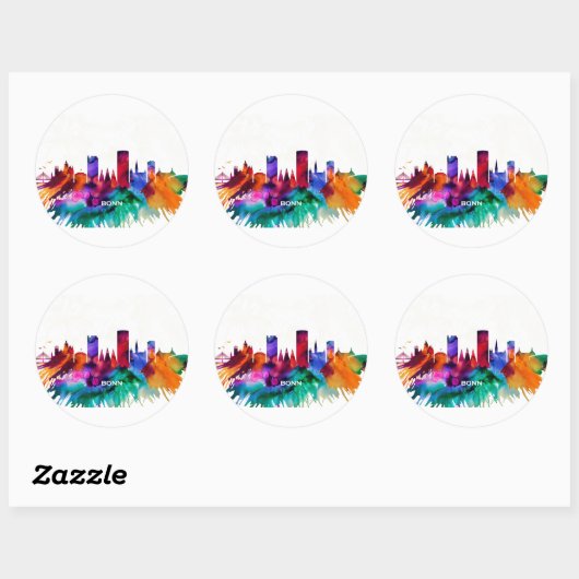 Bonn Skyline Runder Aufkleber (Blatt)