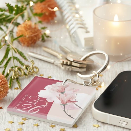 Bonne Année 2026 Floral Keychain Schlüsselanhänger