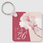 Bonne Année 2026 Personalized Floral Keychain Schlüsselanhänger (Vorderseite)
