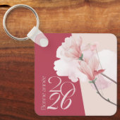 Bonne Année 2026 Personalized Floral Keychain Schlüsselanhänger (Vorderseite)