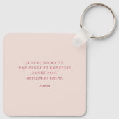Bonne Année 2026 Personalized Floral Keychain Schlüsselanhänger (Rückseite)