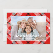 Bonne Année Französisch Elegant Rotes Kariertes Fo (Vorderseite)