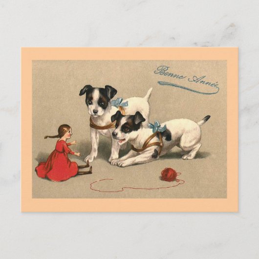Bonne Annee Vintag French Postkarte (Vorderseite)