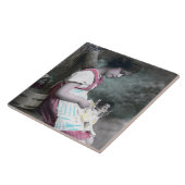 Bonne Année Vintag Girl with Dolll Fliese (Seite)