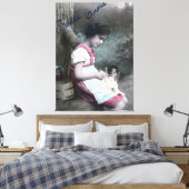Bonne Année Vintag Girl with Dolll Leinwanddruck (Insitu (Schlafzimmer))