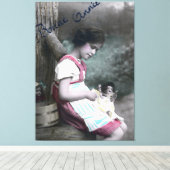 Bonne Année Vintag Girl with Dolll Leinwanddruck (Insitu (Holzboden))