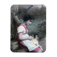 Bonne Année Vintag Girl with Dolll